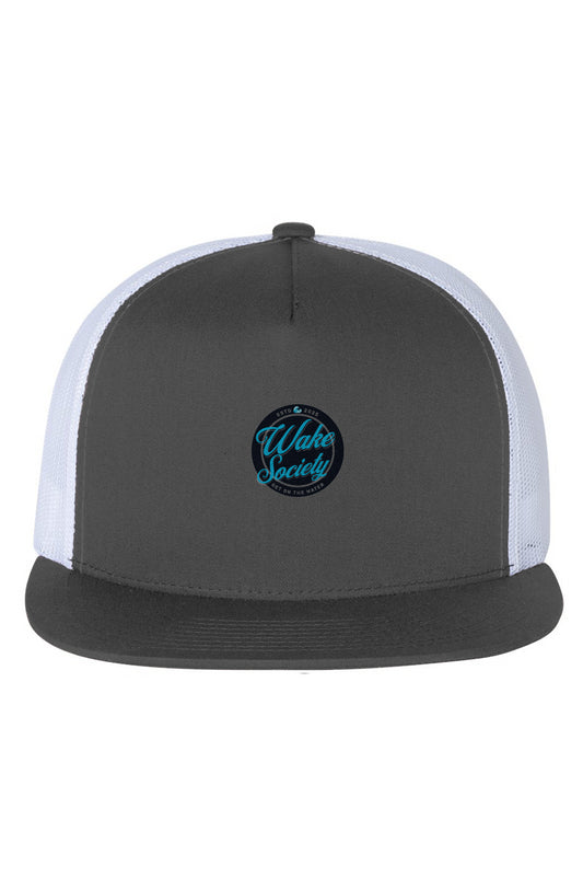White Mesh Five-Panel Trucker Wake Society Cap