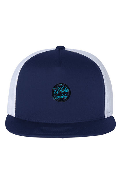 White Mesh Five-Panel Trucker Wake Society Cap
