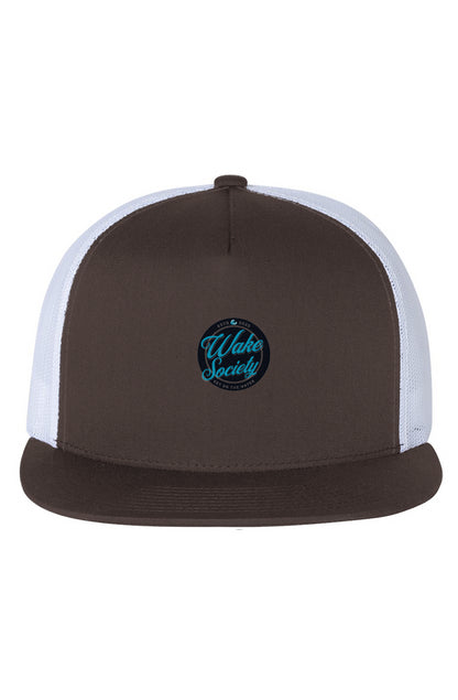 White Mesh Five-Panel Trucker Wake Society Cap