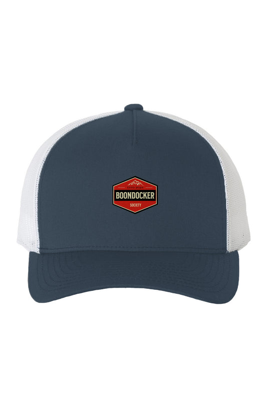  Boondocker Society White Mesh Five-Panel Retro Trucker Cap